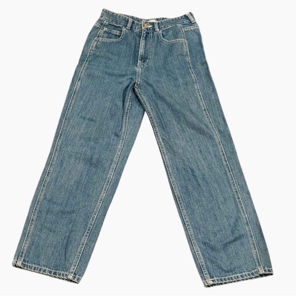 Facade Pattern Straight Blue Jeans Sz Small with Front Side Seams